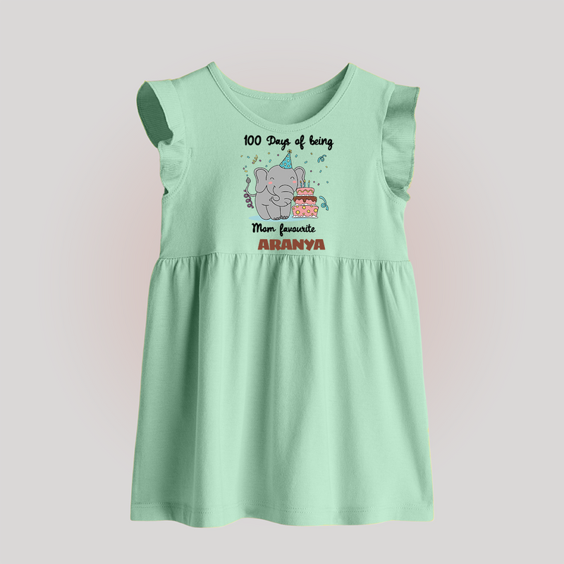 100 Days of Being Mom’s Favorite Baby Frock | Custom Baby Frock for 100 Days - MINT GREEN - 0 - 3 Months Old (Chest 17")