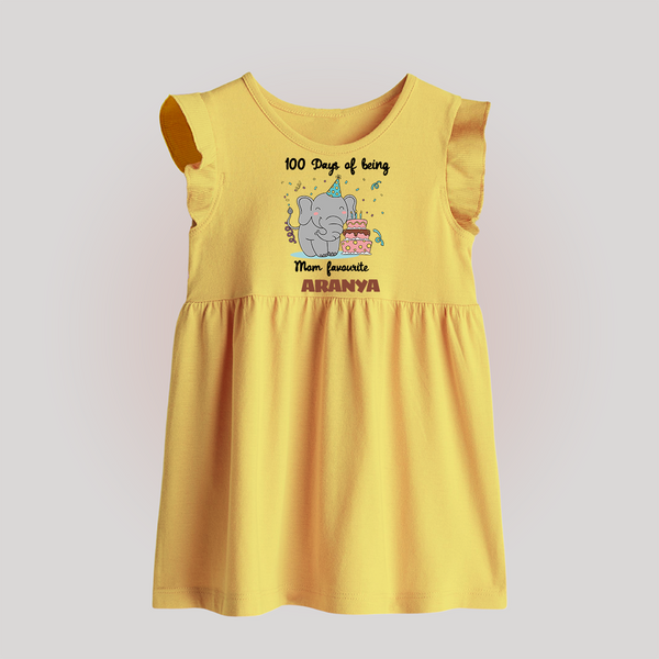 100 Days of Being Mom’s Favorite Baby Frock | Custom Baby Frock for 100 Days - PASTEL YELLOW - 0 - 3 Months Old (Chest 17")