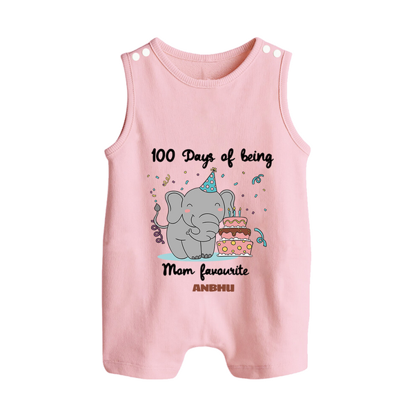 100 Days of Being Mom’s Favorite Romper Suit | Custom Baby Romper Suit for 100 Days - BABY PINK - 0 - 5 Months Old (Chest 18")