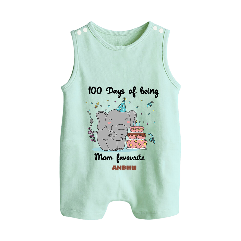 100 Days of Being Mom’s Favorite Romper Suit | Custom Baby Romper Suit for 100 Days - MINT GREEN - 0 - 5 Months Old (Chest 18")