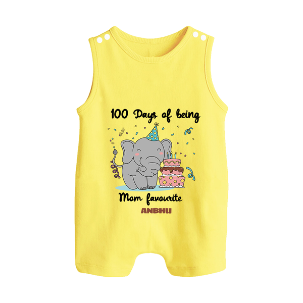 100 Days of Being Mom’s Favorite Romper Suit | Custom Baby Romper Suit for 100 Days - PASTEL YELLOW - 0 - 5 Months Old (Chest 18")