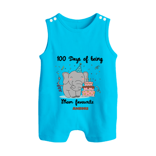 100 Days of Being Mom’s Favorite Romper Suit | Custom Baby Romper Suit for 100 Days - SKY BLUE - 0 - 5 Months Old (Chest 18")