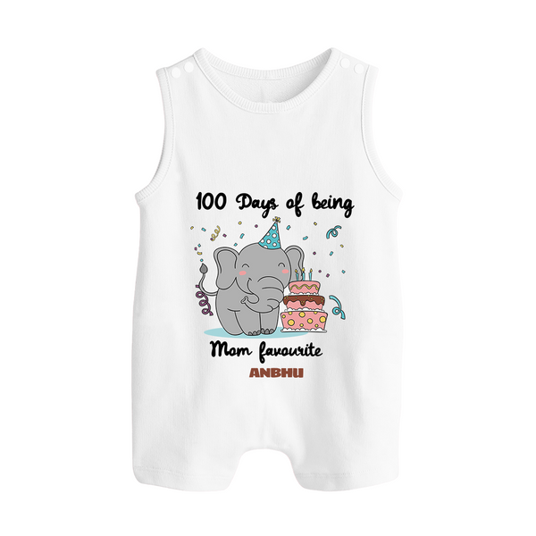 100 Days of Being Mom’s Favorite Romper Suit | Custom Baby Romper Suit for 100 Days - WHITE - 0 - 5 Months Old (Chest 18")