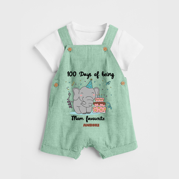 100 Days of Being Mom’s Favorite Dungaree Set | Custom Baby Dungaree Set for 100 Days - MINT GREEN - 0 - 5 Months Old (Chest 18")