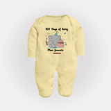 100 Days of Being Mom’s Favorite Sleep Suit | Custom Baby Sleep Suit for 100 Days - PASTEL YELLOW - New Born (Chest 7.5")