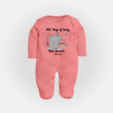 100 Days of Being Mom’s Favorite Sleep Suit | Custom Baby Sleep Suit for 100 Days - PEACH - New Born (Chest 7.5")