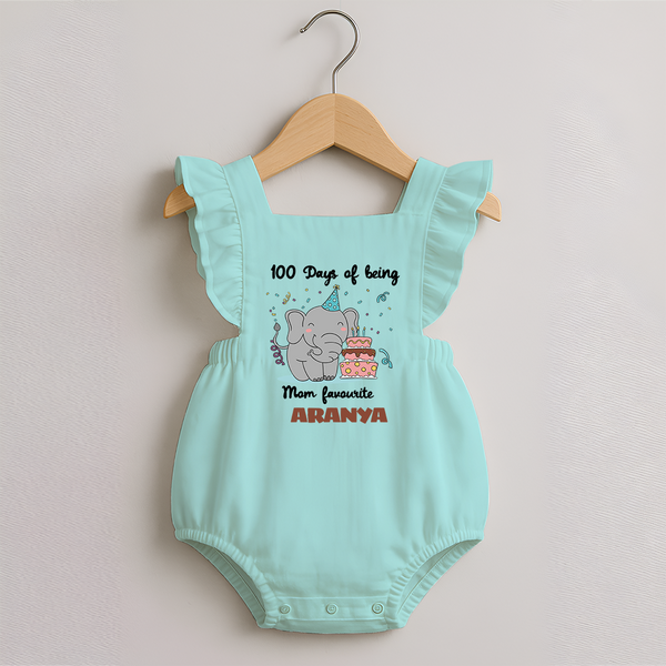 100 Days of Being Mom’s Favorite Romper Frock | Custom Baby Romper Frock for 100 Days - MINT GREEN - 0 - 3 Months Old (Chest 19")