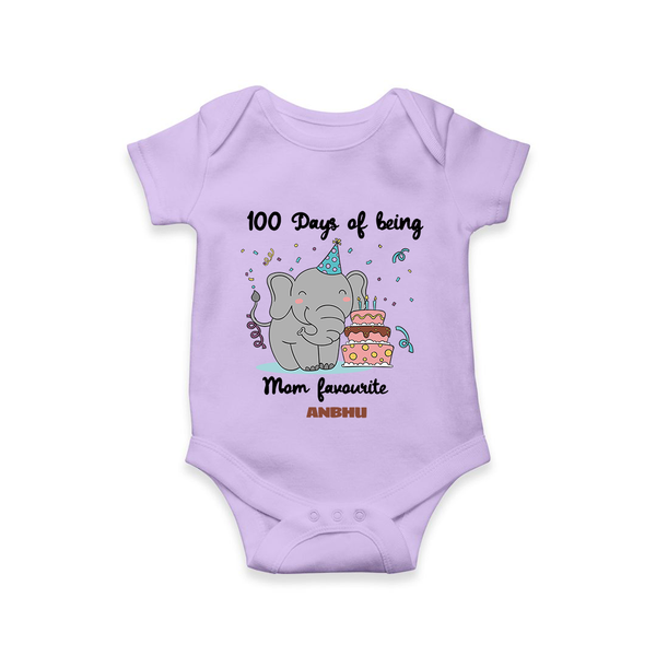 100 Days of Being Mom’s Favorite Romper | Custom Baby Romper for 100 Days - LILAC - New Born (Chest 14")