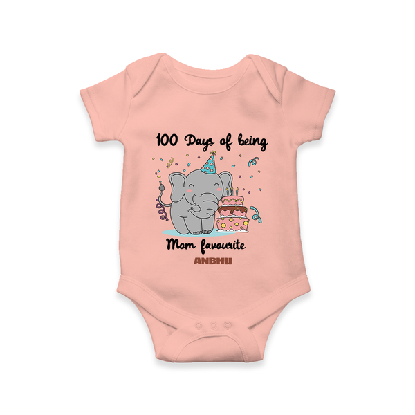100 Days of Being Mom’s Favorite Romper | Custom Baby Romper for 100 Days - PEACH - New Born (Chest 14")