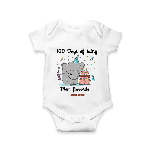 100 Days of Being Mom’s Favorite Romper | Custom Baby Romper for 100 Days - WHITE - New Born (Chest 14")
