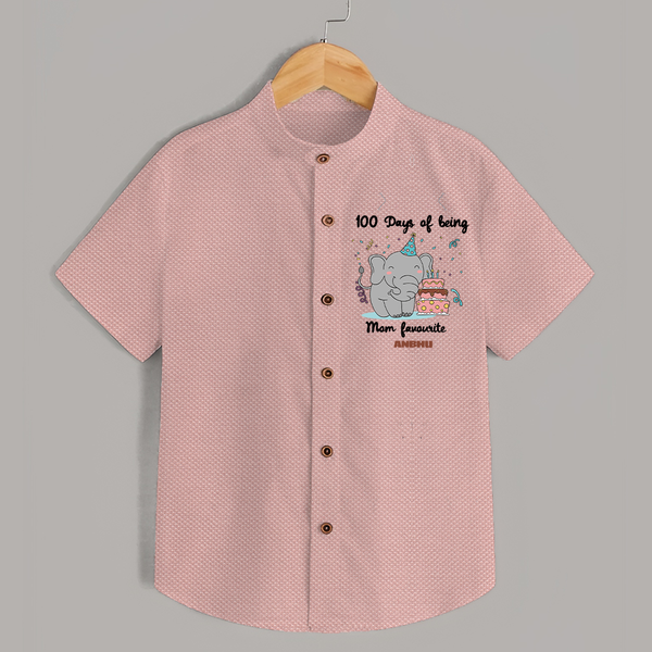 100 Days of Being Mom’s Favorite Shirt | Custom Baby Shirt for 100 Days - PEACH - 0 - 6 Months Old (Chest 23")