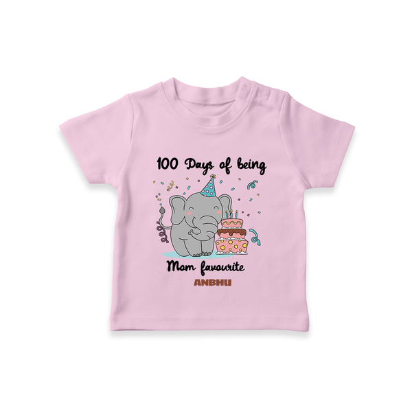 100 Days of Being Mom’s Favorite T-Shirt | Custom Baby T-Shirt for 100 Days - BABY PINK - 0-5 Months Old (Chest 17")