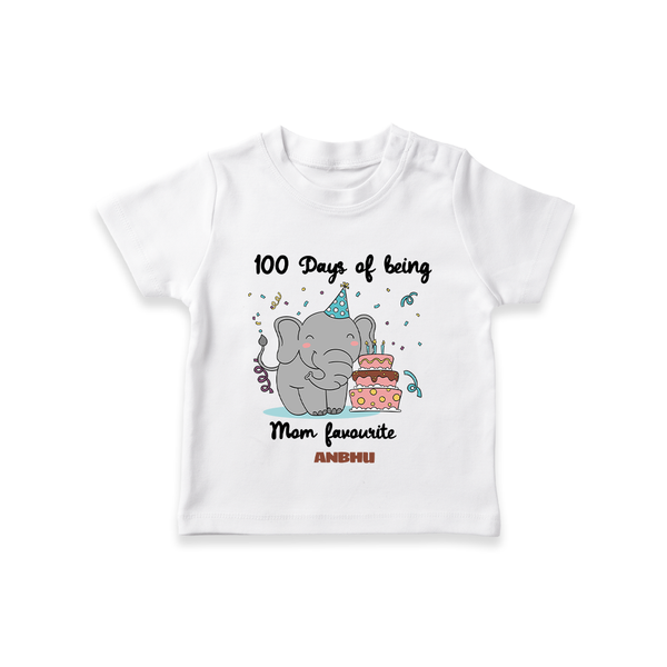 100 Days of Being Mom’s Favorite T-Shirt | Custom Baby T-Shirt for 100 Days - WHITE - 0-5 Months Old (Chest 17")