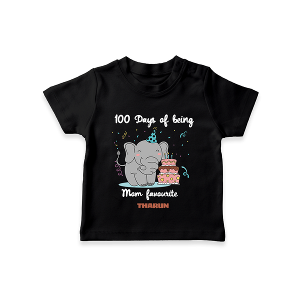 100 Days of Being Mom’s Favorite T-Shirt | Custom Baby T-Shirt for 100 Days - BLACK - 0-5 Months Old (Chest 17")