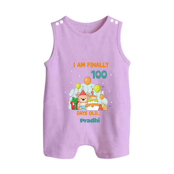 I Am Finally 100 Days Old Romper Suit | Personalized Baby Romper Suit for 100 Days - LILAC - 0 - 5 Months Old (Chest 18")