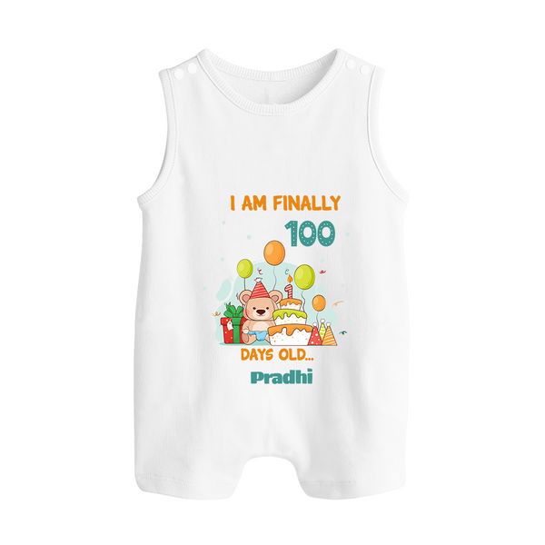 I Am Finally 100 Days Old Romper Suit | Personalized Baby Romper Suit for 100 Days - WHITE - 0 - 5 Months Old (Chest 18")