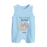 Today I Turned 100 Romper Suit | Custom Baby Romper Suit for 100 Days Celebration - BABY BLUE - 0 - 5 Months Old (Chest 18")