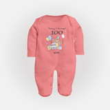 Today I Turned 100 Sleep Suit | Custom Baby Sleep Suit for 100 Days Celebration - PEACH - New Born (Chest 7.5")
