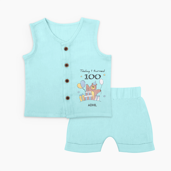 Today I Turned 100 Jabla Set | Custom Baby Jabla Set for 100 Days Celebration - BABY BLUE - 0 - 3 Months Old (Chest 9.8")