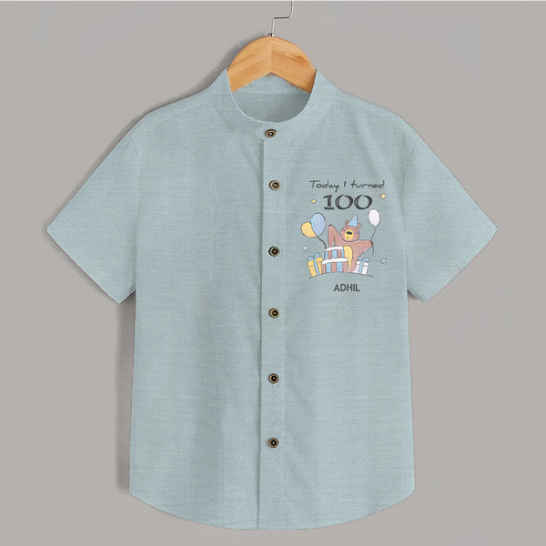 Today I Turned 100 Shirt | Custom Baby Shirt for 100 Days Celebration - ARCTIC BLUE - 0 - 6 Months Old (Chest 23")