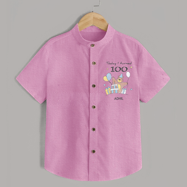 Today I Turned 100 Shirt | Custom Baby Shirt for 100 Days Celebration - BABY PINK - 0 - 6 Months Old (Chest 23")