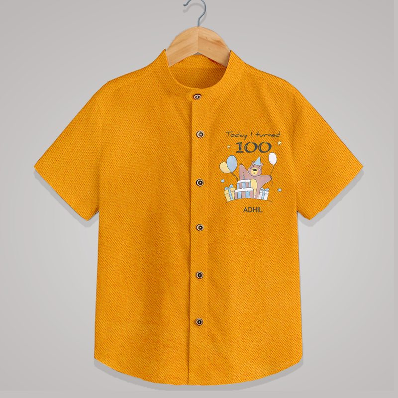 Today I Turned 100 Shirt | Custom Baby Shirt for 100 Days Celebration - CHROME YELLOW - 0 - 6 Months Old (Chest 23")