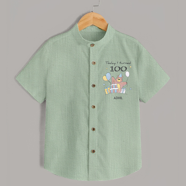 Today I Turned 100 Shirt | Custom Baby Shirt for 100 Days Celebration - MINT GREEN - 0 - 6 Months Old (Chest 23")