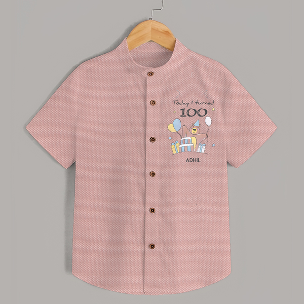 Today I Turned 100 Shirt | Custom Baby Shirt for 100 Days Celebration - PEACH - 0 - 6 Months Old (Chest 23")