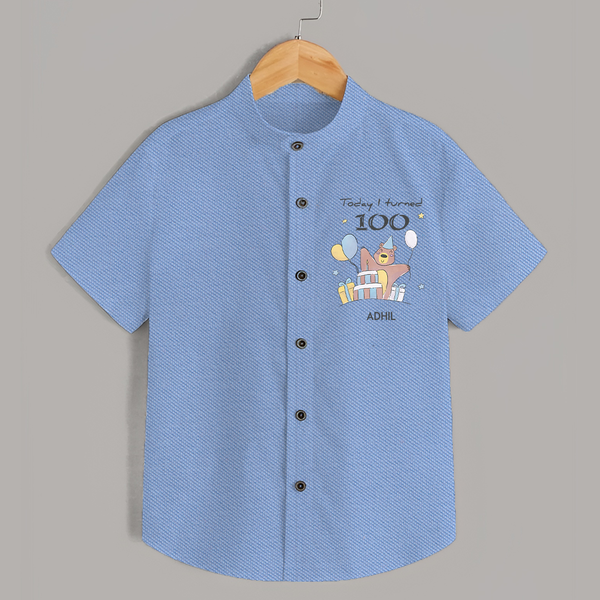 Today I Turned 100 Shirt | Custom Baby Shirt for 100 Days Celebration - SKY BLUE - 0 - 6 Months Old (Chest 23")