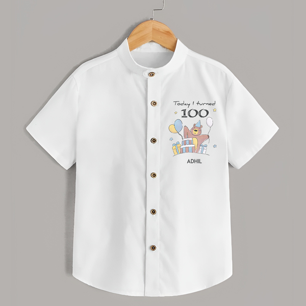 Today I Turned 100 Shirt | Custom Baby Shirt for 100 Days Celebration - WHITE - 0 - 6 Months Old (Chest 23")
