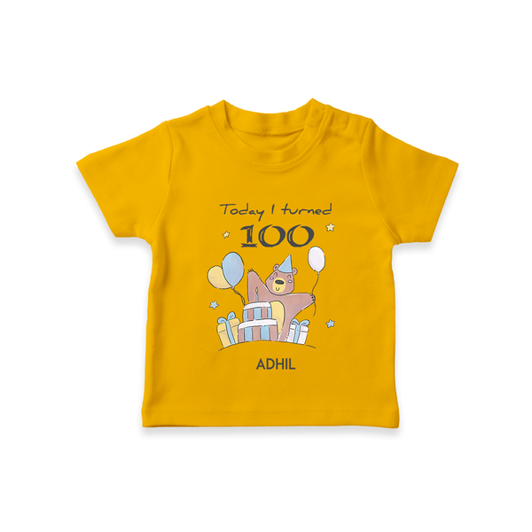Today I Turned 100 T-Shirt | Custom Baby T-Shirt for 100 Days Celebration - CHROME YELLOW - 0-5 Months Old (Chest 17")