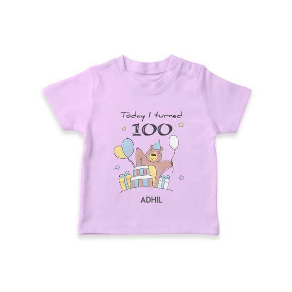 Today I Turned 100 T-Shirt | Custom Baby T-Shirt for 100 Days Celebration - LILAC - 0-5 Months Old (Chest 17")