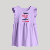 Finally 100/100 Days Completed Baby Frock | Personalized Baby Frock for 100 Days - LILAC - 0 - 3 Months Old (Chest 17")
