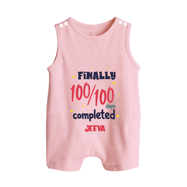 Finally 100/100 Days Completed Romper Suit | Personalized Baby Romper Suit for 100 Days - BABY PINK - 0 - 5 Months Old (Chest 18")