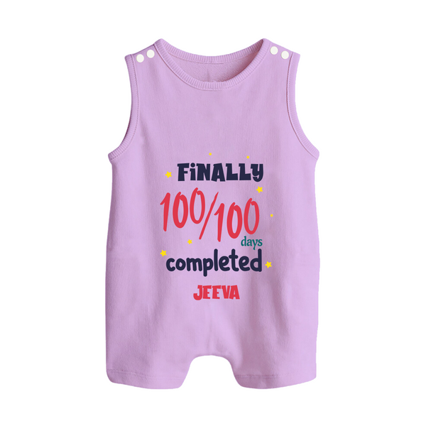 Finally 100/100 Days Completed Romper Suit | Personalized Baby Romper Suit for 100 Days - LILAC - 0 - 5 Months Old (Chest 18")