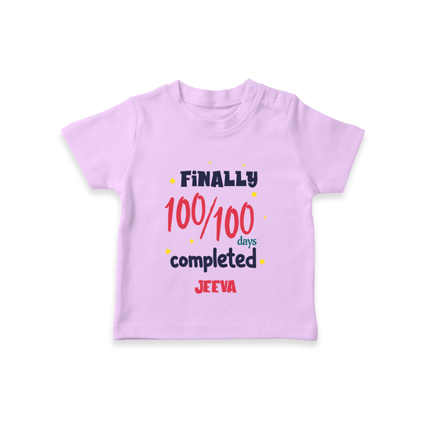 Finally 100/100 Days Completed T-Shirt | Personalized Baby T-Shirt for 100 Days - LILAC - 0-5 Months Old (Chest 17")