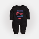Finally 100/100 Days Completed Sleep Suit | Personalized Baby Sleep Suit for 100 Days - BLACK - New Born (Chest 7.5")