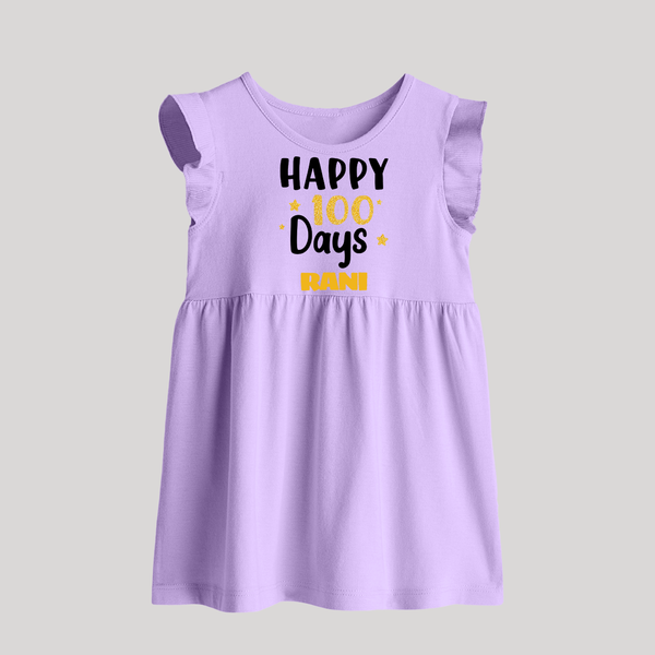 Happy 100 Days Baby Frock | Personalized Baby Frock for 100 Days - LILAC - 0 - 3 Months Old (Chest 17")
