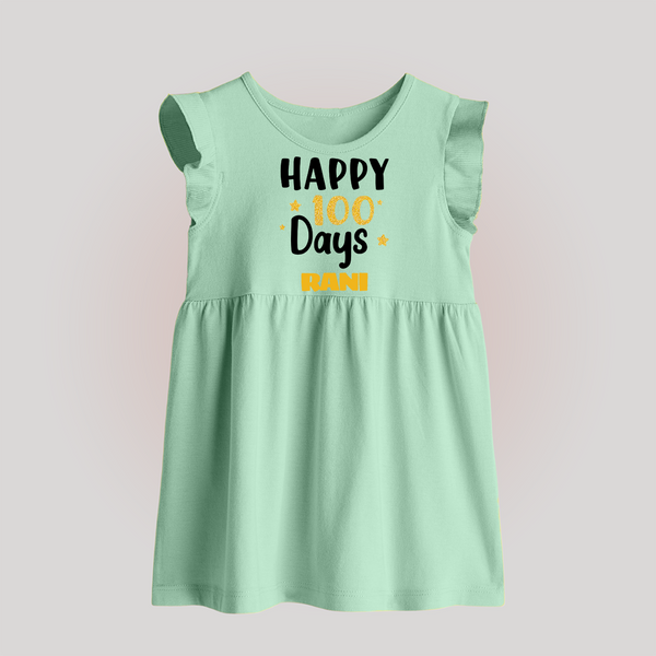 Happy 100 Days Baby Frock | Personalized Baby Frock for 100 Days - MINT GREEN - 0 - 3 Months Old (Chest 17")