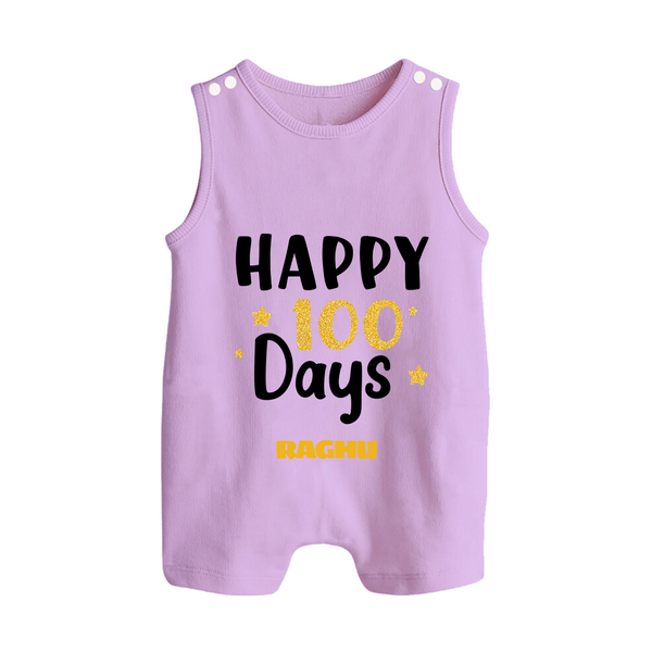 Happy 100 Days Romper Suit | Personalized Baby Romper Suit for 100 Days - LILAC - 0 - 5 Months Old (Chest 18")