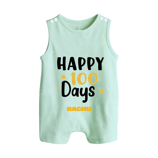 Happy 100 Days Romper Suit | Personalized Baby Romper Suit for 100 Days - MINT GREEN - 0 - 5 Months Old (Chest 18")