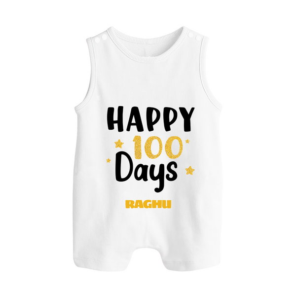 Happy 100 Days Romper Suit | Personalized Baby Romper Suit for 100 Days - WHITE - 0 - 5 Months Old (Chest 18")