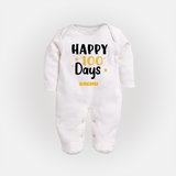 Happy 100 Days Sleep Suit | Personalized Baby Sleep Suit for 100 Days - WHITE - New Born (Chest 7.5")