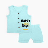 Happy 100 Days Jabla Set | Personalized Baby Jabla Set for 100 Days - BABY BLUE - 0 - 3 Months Old (Chest 9.8")