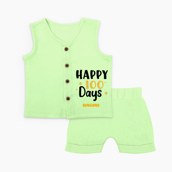 Happy 100 Days Jabla Set | Personalized Baby Jabla Set for 100 Days - PASTEL GREEN - 0 - 3 Months Old (Chest 9.8")