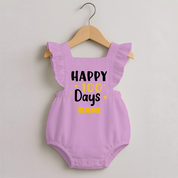 Happy 100 Days Romper Frock | Personalized Baby Romper Frock for 100 Days - BABY PINK - 0 - 3 Months Old (Chest 19")