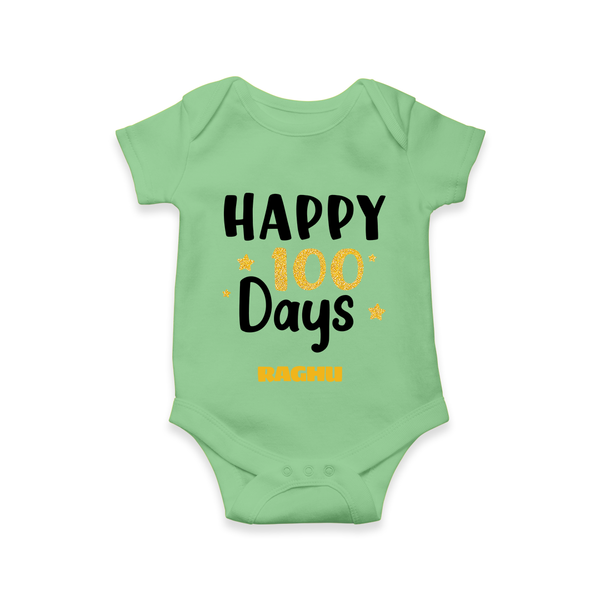 Happy 100 Days Romper | Personalized Baby Romper for 100 Days - GREEN - New Born (Chest 14")