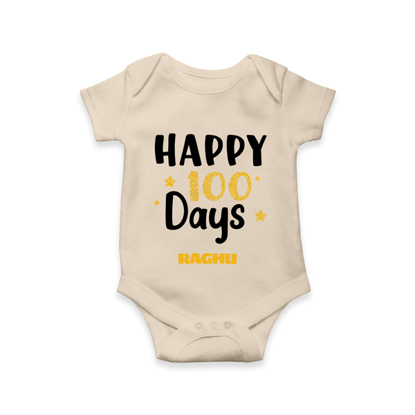 Happy 100 Days Romper | Personalized Baby Romper for 100 Days - IVORY - New Born (Chest 14")