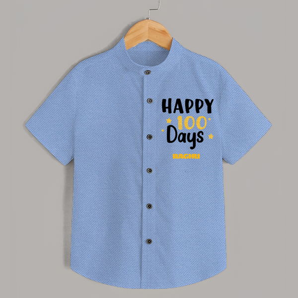Happy 100 Days Shirt | Personalized Baby Shirt for 100 Days - SKY BLUE - 0 - 6 Months Old (Chest 23")