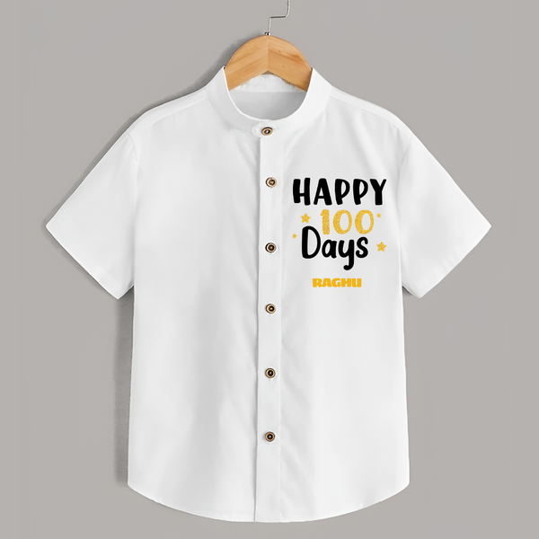 Happy 100 Days Shirt | Personalized Baby Shirt for 100 Days - WHITE - 0 - 6 Months Old (Chest 23")
